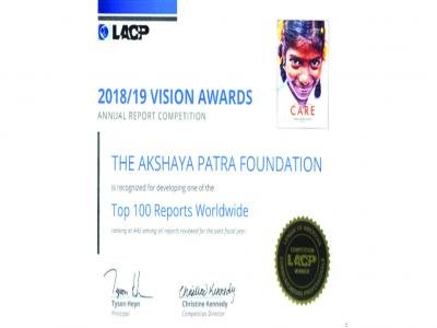 Akshaya Patra Wins Gold at LACP vision Award 2018-19
