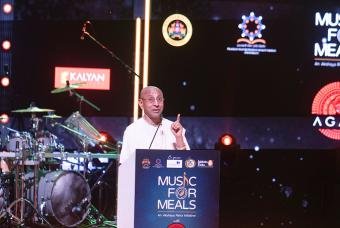 Shri Chanchalapathi Dasa, the Vice Chairman of Akshaya Patra addressing the gathering