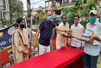 Beneficiaries are advised to wear masks while collecting their relief supplies